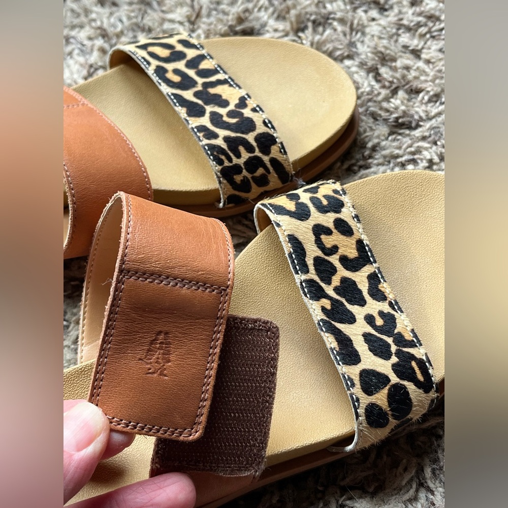 Hush Puppies Women’s Lilly 2 Band Slides USA Size 7 Wide Leopard Hook/Loop EUC - Picture 7 of 9